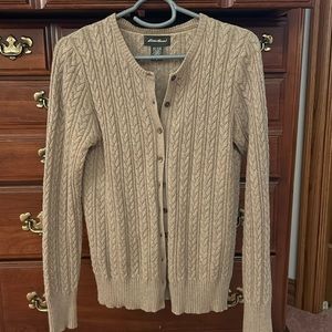 Eddie Bauer tan cardigan sweater size small